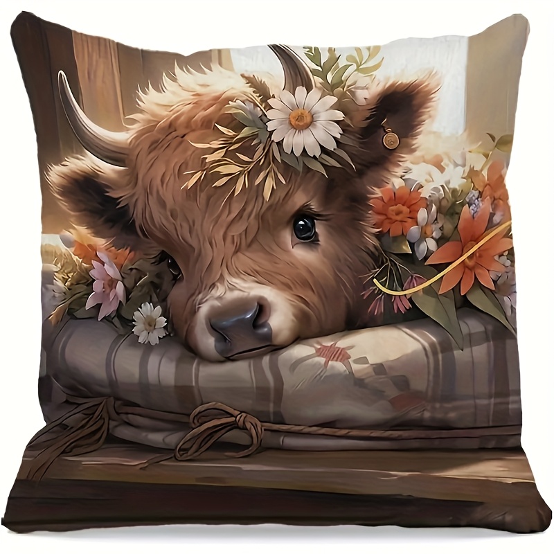 2D Flat - 1 stuk Hooglandkoe K - Pillow Insert 18X18 recensie en prijs